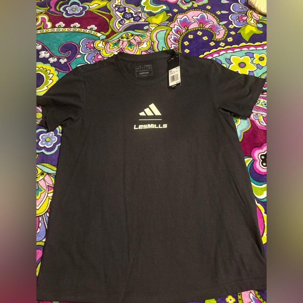 NWT Women’s Adidas Les Mills Cotton Black Tee size small